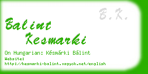 balint kesmarki business card