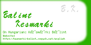 balint kesmarki business card